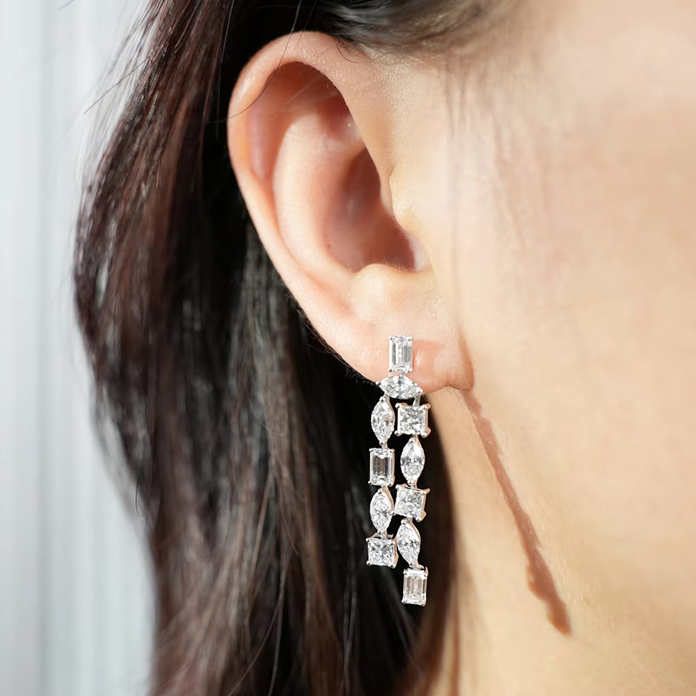 Earring Jewelry TME-844 Trendy Earring 18k White Gold Lab Grown Diamond Stud Earrings Timemaster Jewelry