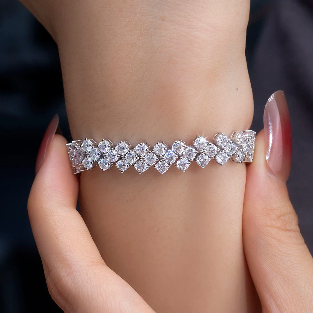 Custom Jewelry TMB-573 17cm 18k Gold Round Shape Lab Diamond Tennis Bracelet Timemaster Jewelry