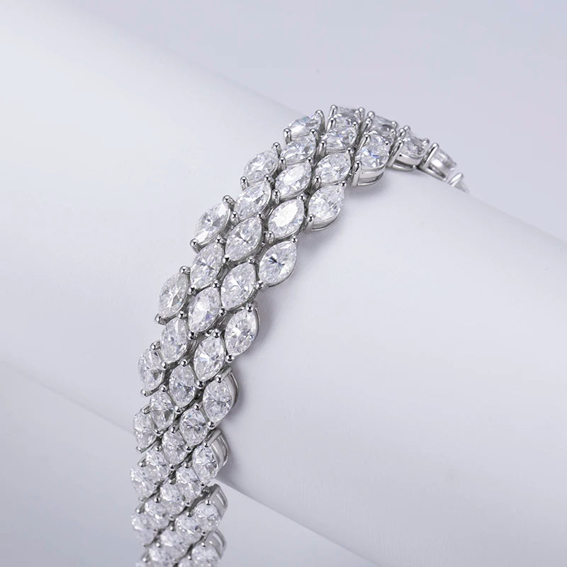 Custom Fine Jewelry TMB-579 17.5cm 18k Gold Marquise Cut Lab Diamond Tennis Bracelet Chain Timemaster Jewelry