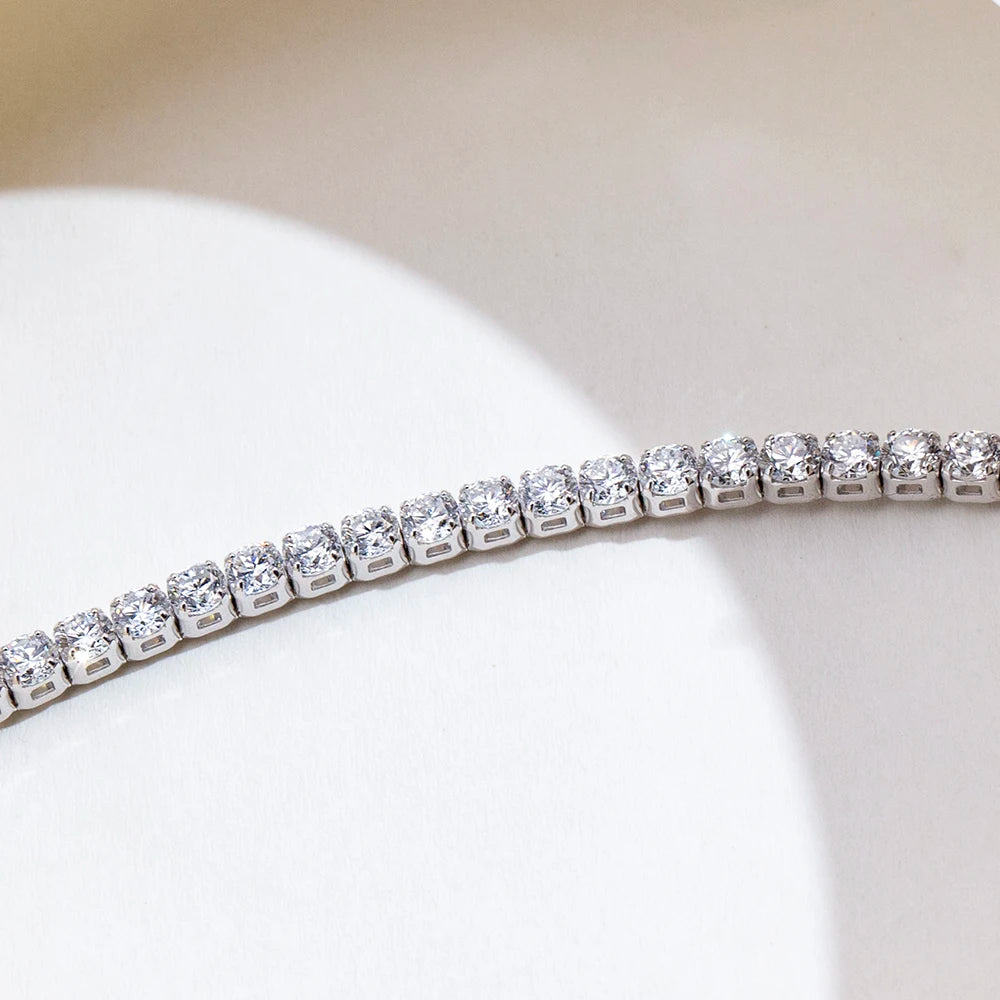 TMB-650 18k White Gold Tennis Bracelet with 2mm Diamonds for Gift Lab Grown Diamond Bracelet Timemaster Jewelry