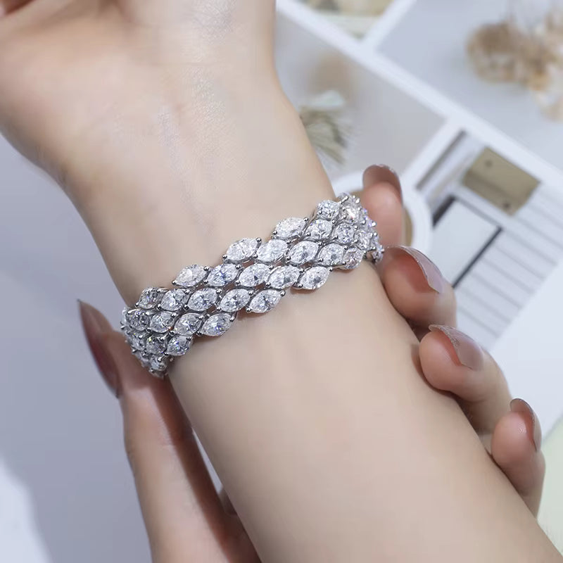 Custom Fine Jewelry TMB-579 17.5cm 18k Gold Marquise Cut Lab Diamond Tennis Bracelet Chain Timemaster Jewelry