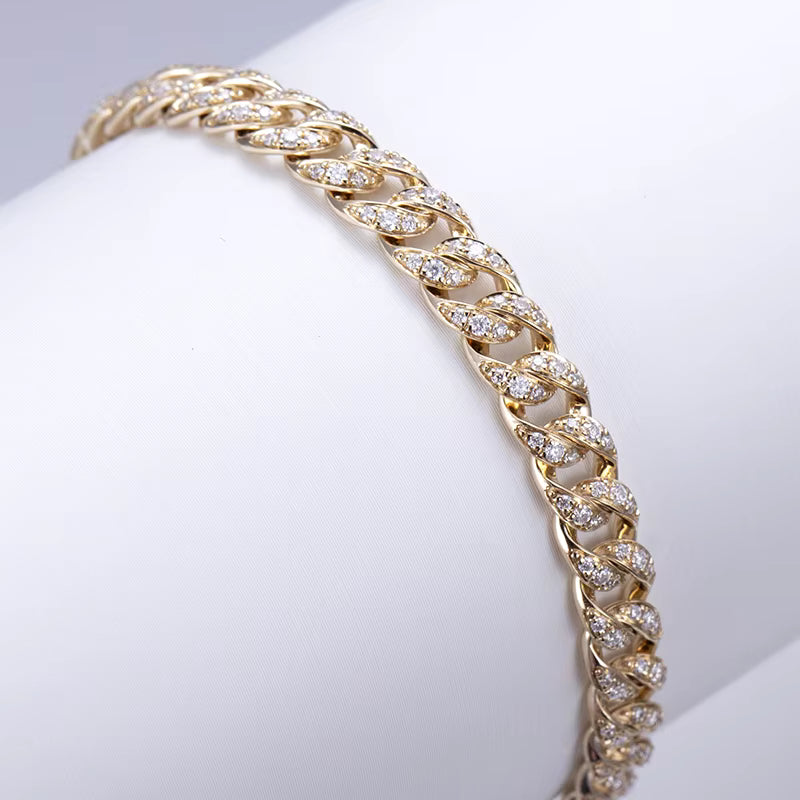 Customized Jewelry TMB-570 18k 19cm Cuban Link Bracelets Hip Hop Lab Grown Diamond Cuban Chain Timemaster Jewelry