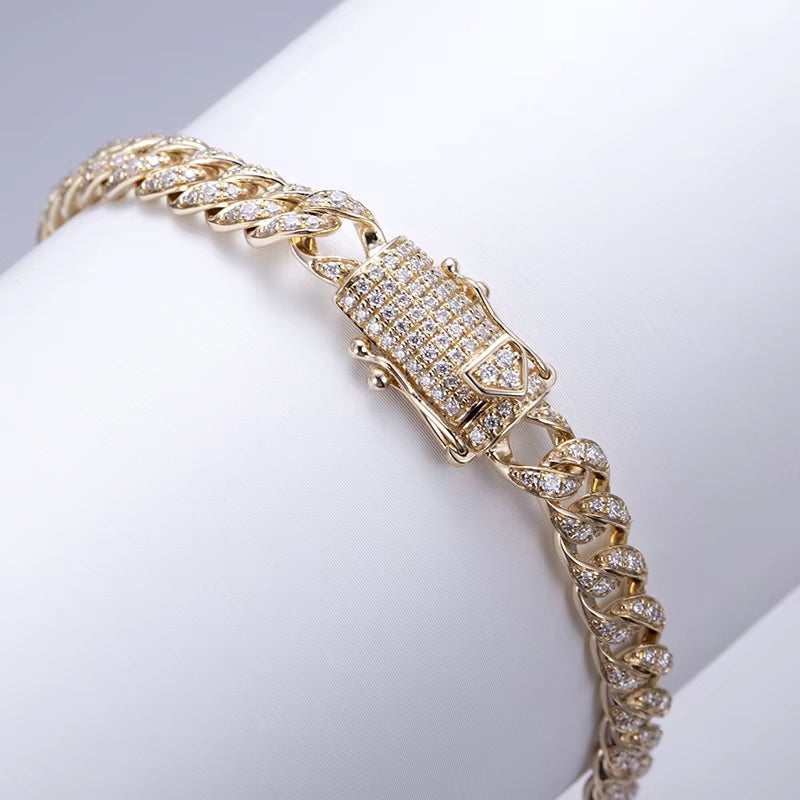 Customized Jewelry TMB-570 18k 19cm Cuban Link Bracelets Hip Hop Lab Grown Diamond Cuban Chain Timemaster Jewelry