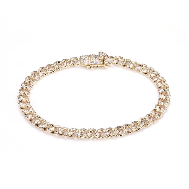 Customized Jewelry TMB-570 18k 19cm Cuban Link Bracelets Hip Hop Lab Grown Diamond Cuban Chain Timemaster Jewelry