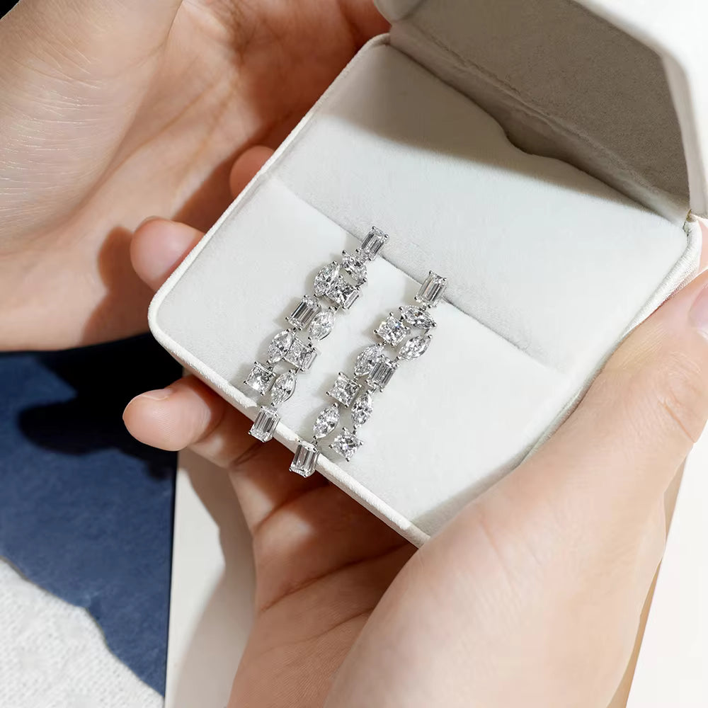 Earring Jewelry TME-844 Trendy Earring 18k White Gold Lab Grown Diamond Stud Earrings Timemaster Jewelry