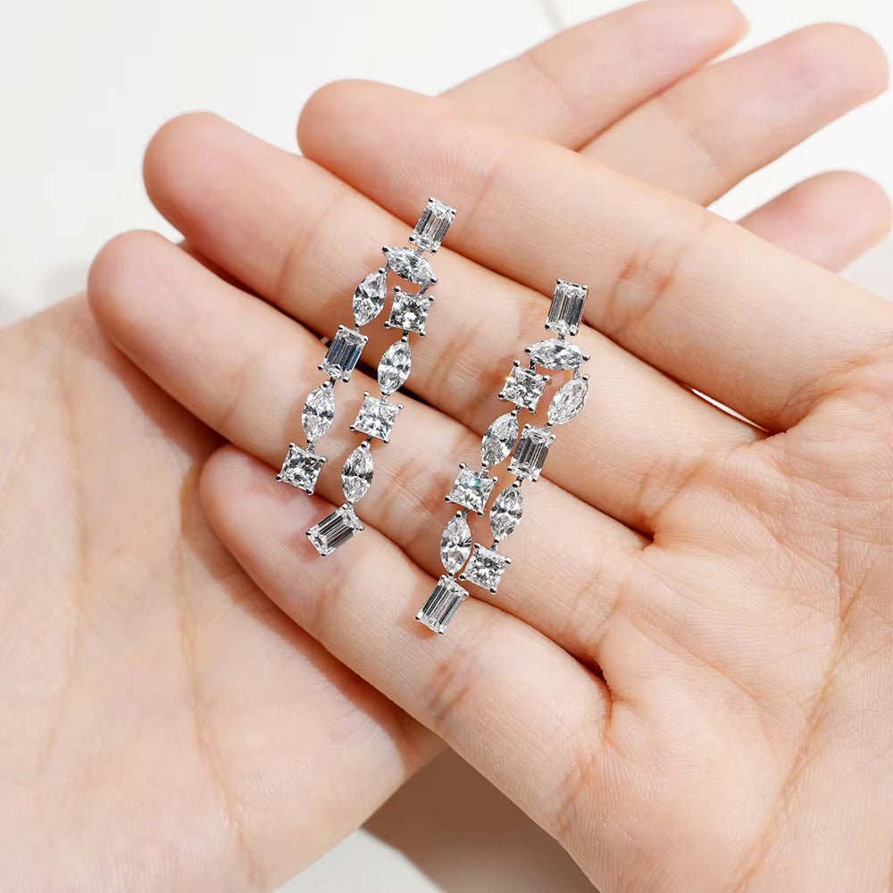 Earring Jewelry TME-844 Trendy Earring 18k White Gold Lab Grown Diamond Stud Earrings Timemaster Jewelry