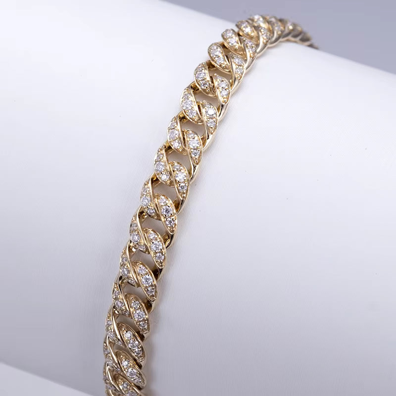 Customized Jewelry TMB-570 18k 19cm Cuban Link Bracelets Hip Hop Lab Grown Diamond Cuban Chain Timemaster Jewelry