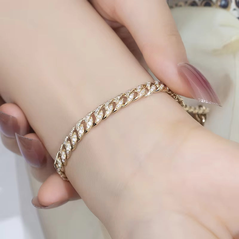 Customized Jewelry TMB-570 18k 19cm Cuban Link Bracelets Hip Hop Lab Grown Diamond Cuban Chain Timemaster Jewelry