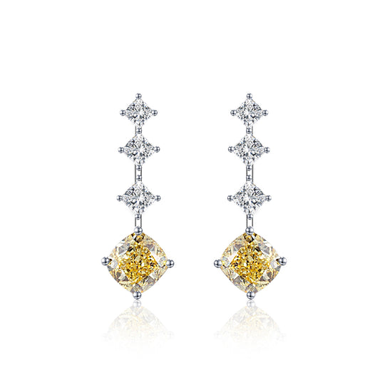 Earring Jewelry TME-858 Luxury Earring 18k Gold Cushion Cut Yellow Lab Grown Diamond Stud Earrings Timemaster Jewelry