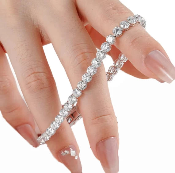 TMB-650 18k White Gold Tennis Bracelet with 2mm Diamonds for Gift Lab Grown Diamond Bracelet Timemaster Jewelry