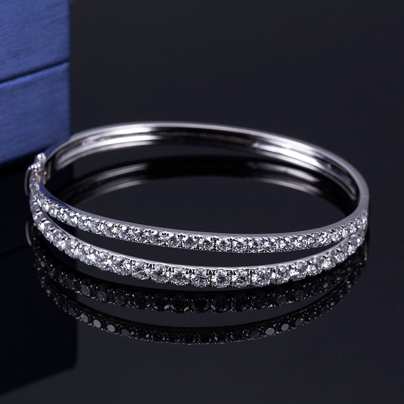 TM-466 18k White Gold Fashion Jewelry Half Eternity Lab Diamond Bracelet Timemaster Jewelry