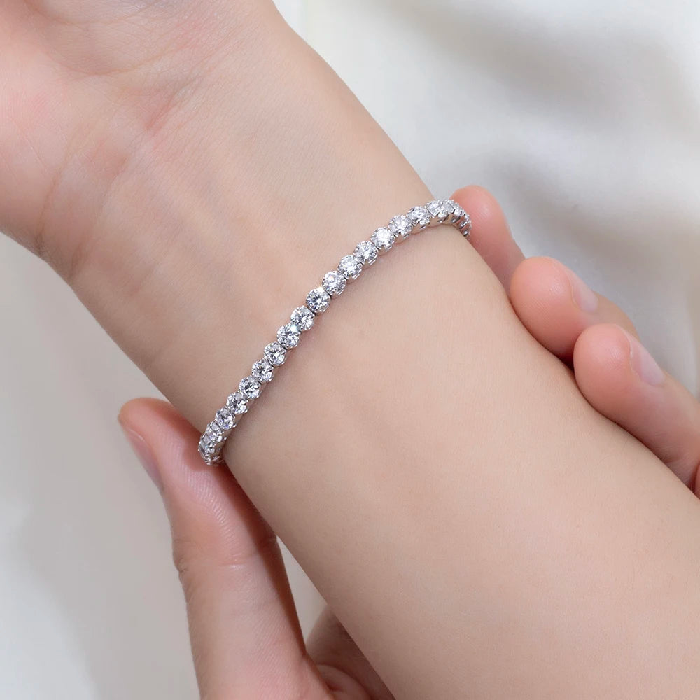 TMB-650 18k White Gold Tennis Bracelet with 2mm Diamonds for Gift Lab Grown Diamond Bracelet Timemaster Jewelry