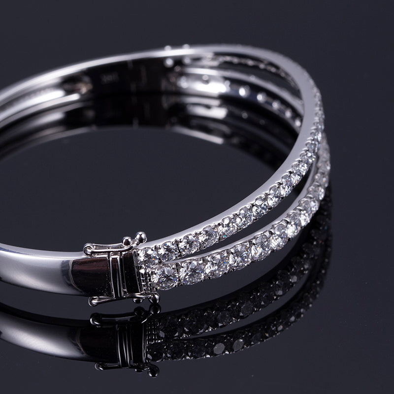 TM-466 18k White Gold Fashion Jewelry Half Eternity Lab Diamond Bracelet Timemaster Jewelry