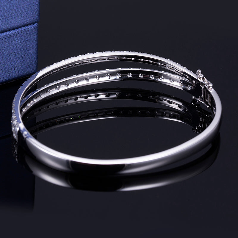 TM-466 18k White Gold Fashion Jewelry Half Eternity Lab Diamond Bracelet Timemaster Jewelry