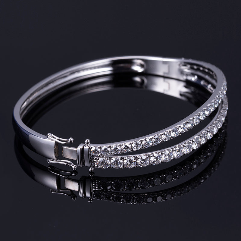 TM-466 18k White Gold Fashion Jewelry Half Eternity Lab Diamond Bracelet Timemaster Jewelry