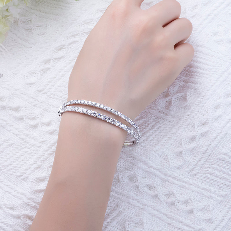 TM-466 18k White Gold Fashion Jewelry Half Eternity Lab Diamond Bracelet Timemaster Jewelry